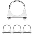 QWORK Stainless Steel U-Bolt Muffler/Exhaust Clamp (2.5" Diameter), 4 Pack U-Bolt Muffler Tip Exhaust Hook