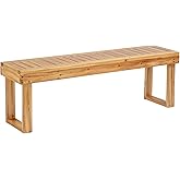 VINGLI Outdoor Wooden Bench Porch Bench, Wood Patio Garden Bench Weatherproof Outdoor Backless Bench for Backyard, Poolside, 