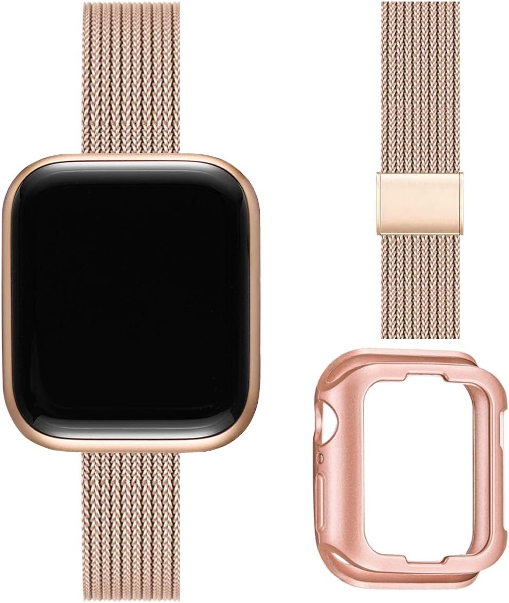 ZXCASD Slim Watch Band Compatible with Apple Watch Band 38mm 40mm 42mm 44mm for Women Girls, Stainless Steel Mesh Strap Replacement for iWatch SE iwatch Series 6/5/4/3/2/1 (Rose Gold, 42mm 44mm)