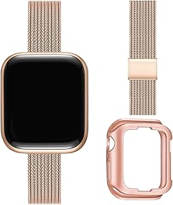 ZXCASD Slim Watch Band Compatible with Apple Watch Band 38mm 40mm 42mm 44mm for Women Girls, Stainless Steel Mesh Strap Replacement for iWatch SE iwatch Series 6/5/4/3/2/1 (Rose Gold, 42mm 44mm)