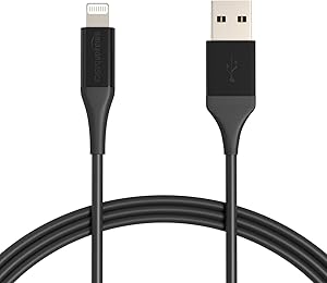 AmazonBasics Lightning to USB Cable - Advanced Collection, MFi Certified Apple iPhone Charger, Black, 6-Foot (Durability Rated 10,000 Bends)