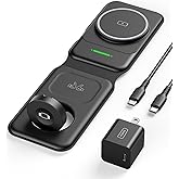 INIU 3 in 1 Charging Station for Apple Multiple Devices, 15W Magnetic Foldable Travel Charger, Wireless Charger Compatible Ma