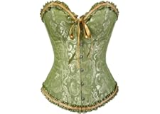 SHYMMUO Women's Lacing Corset Top Satin Floral Boned Overbust Body Shaper Bustier Sexy Waist Push Up Shapewear Lingerie