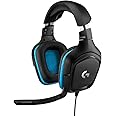 Logitech G432 Wired Gaming Headset, 7.1 Surround Sound, DTS Headphone:X 2.0, Flip-to-Mute Mic, PC (Leatherette) Black/Blue