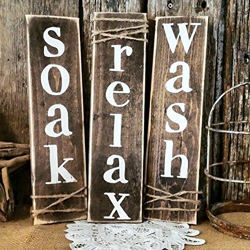 Excelent primitive bathroom decor cheap Rustic Primitive Bathroom Decor Set Of Three Wooden Signs Buy Online In Lebanon At Desertcart Com Productid 23596391