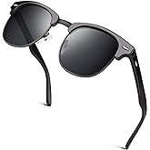 GQUEEN Classic Horn Rimmed Semi Rimless Polarized Sunglasses for Men Women GQO6