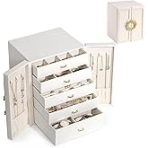 Large Jewelry Box Jewelry Organizer,5-Layer Jewelry Display Storage Case for Earring Necklace Bracelets Rings Watches Jewelry