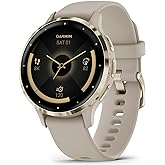 Garmin Venu 3S Soft Gold Stainless Steel Bezel 1.2-Inch AMOLED Touchscreen Display Smart Watch with 41mm French Gray Case and