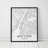 New York Map Wall Art New York Street Map Print New York Map Decor City Road Art Black and White City Map Office Wall Hanging