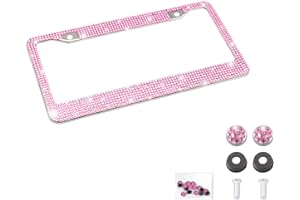 Bling Car License Plate Frame, Handcrafted Crystal Stainless Steel, Sparkly, Durable, Universal Fit, Car Accessories for Girl