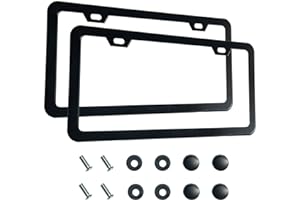 2PCS Premium Matte Black License Plate Frames, Solid Rust-Proof Aluminum Holder with 2 Holes, Universal Car Frame for Women a