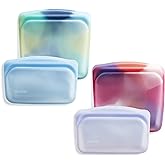 Stasher Premium Silicone Reusable Food Storage Bags, 4-Pack, Tie Dye Multi | Multi-Use Food Storage Bags, Lunch Bag, Travel C