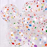 50 Pieces Polka Dot Balloons, Colorful Balloons, 12 Inch Rainbow Balloons, Clear Latex Balloons with Multicolor Dots for Kids