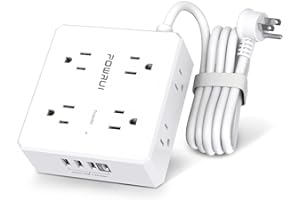 Surge Protector Power Strip - 6 Ft Flat Plug Extension Cord with 8 Widely Outlets and 4 USB Ports(1 USB C), 3 Side Outlet Ext