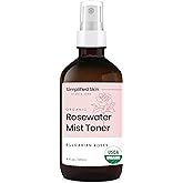 Rose Water Spray for Face & Organic Rose Water for Hair - USDA Certified Rosewater Facial Toner - Alcohol-Free Makeup Setting