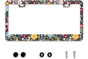 Personalise Colorful Floral Flowers License Plate Frame License Plate Frames Car Universal Stainless Steel Accessories Cars D