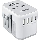 TESSAN International Plug Adapter, Universal Power Adaptor with 4 USB Ports (1 USB C), Worldwide Travel Essentials Wall Charg