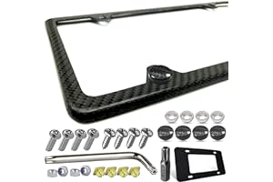 ZXFOOG Carbon Fiber License Plate Frame- 100% Handcrafted Real Carbon Fiber Cloth Wrapped Holder, Slim Black Aluminum Car Tag