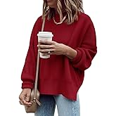 Imily Bela Womens Oversized Tunic Sweaters Fall Slouchy Long Sleeve Ribbed Knit Side Slit Pullover Jumper