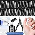 Beetles Gel Nail Kit Easy Nail Extension Set with 242 Pcs Short Stiletto Pre shaped Soft Nail Tips 5 In 1 Nail Glue Gel Base 