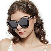 LVIOE Cat Eyes Sunglasses for Women, Polarized Oversized Fashion Vintage Eyewear for Driving Fishing - 99.99% UV Protection