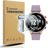 Suoman 4-Pack for Fossil Gen 6 42mm Women Screen Protector Tempered Glass for Fossil Gen 6 Women Smartwatch [Anti-Scratch] [2