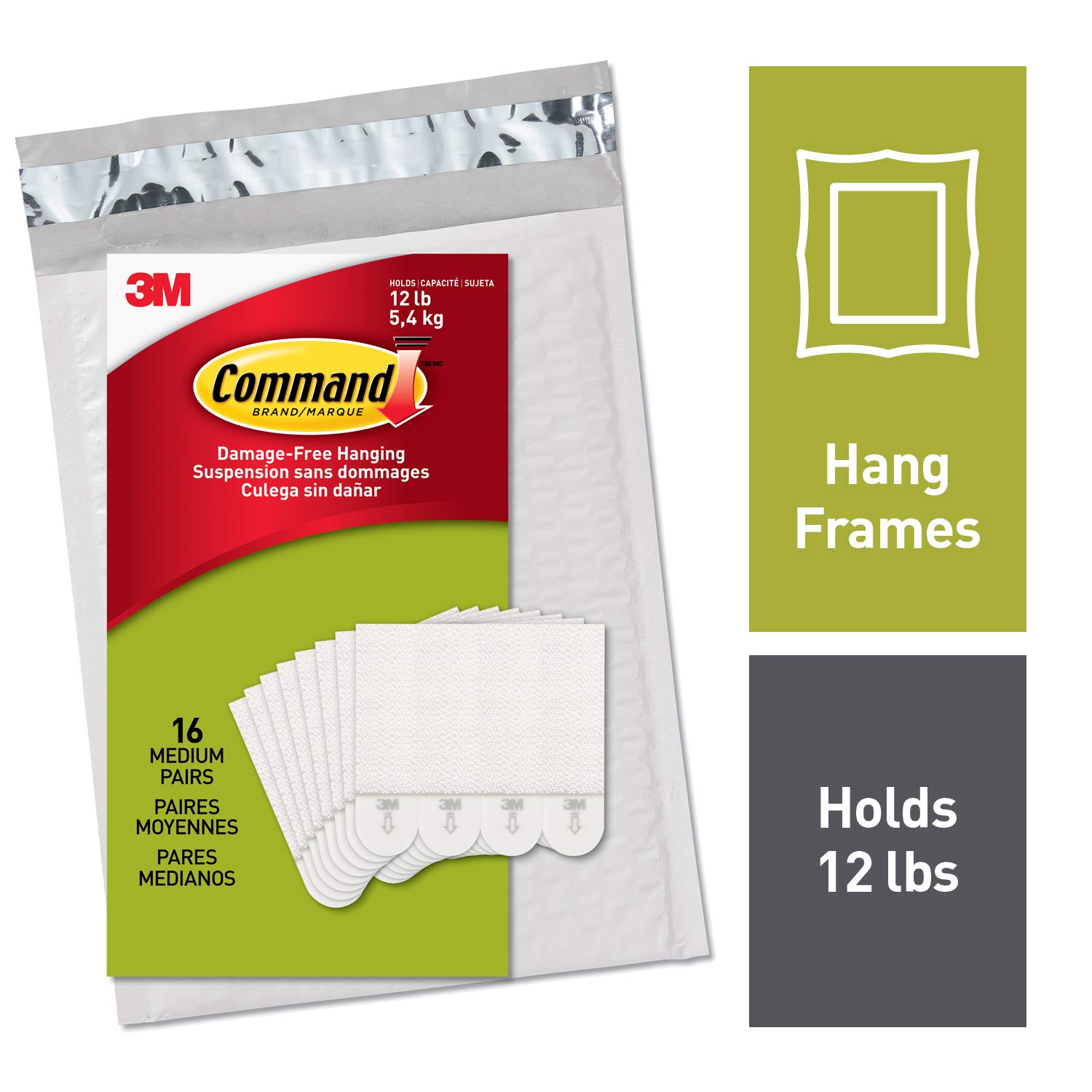 Command Medium Picture Hanging Strips, White, Create Gallery Walls, Easy On, Easy Off