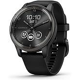 Garmin vívomove Trend, Stylish Hybrid Smartwatch, Long-Lasting Battery Life, Dynamic Watch Hands and Touchscreen Display, Bla