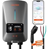 WOLFBOX Level 2 EV Charger 48 Amp - Smart Display, RFID Card, 25ft Cable, Outdoor/Indoor, Hardwired EV Charger Level 2, WiFi 