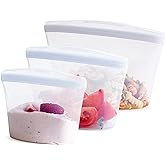 Stasher Premium Silicone Reusable Food Storage Bags, 3-Pack, Clear | Multi-Use Food Storage Bags, Lunch Bag, Travel Container