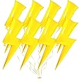 8 Pieces 36 Inch Yellow Lightning Bolt Balloons Large Flash Foil Party Balloons for Birthday, Wedding, Baby Shower Decoration