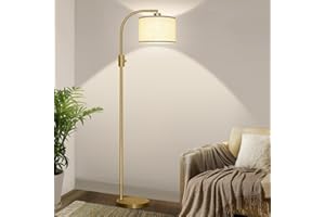 【Upgraded】 Dimmable Floor Lamp, 1200 Lumens LED Bulb Included, Gold Arc Floor Lamps for Living Room Modern Standing Lamp with