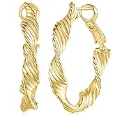 SANDRA REDD 14K Gold Hoop Earrings Big Hoop Earrings Twisted Thick Gold Hoop Earrings Light Radiant Gold Jewelry Women’s Hoop