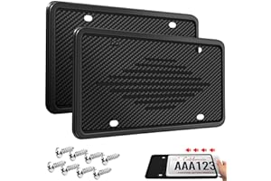 Intermerge License Plate Frames, 2 Pack, Universal US Car Black TPU Bracket Holder. Rust-Proof, Rattle-Proof, Weather-Proof w