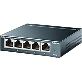 TP-Link TL-SG105, 5 Port Gigabit Unmanaged Ethernet Switch, Network Hub, Ethernet Splitter, Plug & Play, Fanless Metal Design