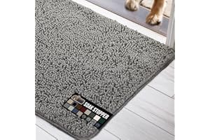 Gorilla Grip Absorbent Soak Stopper Doormat, Rubber Backing Welcome Mat, Muddy Dog Paws Dirt, Washable Quick Dry Microfiber C