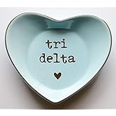 Sorority Shop Delta Delta Delta Jewelry Dish - Heart-Shaped High-gloss finish Ceramic tray with Gold Detailing, Multi-Functio