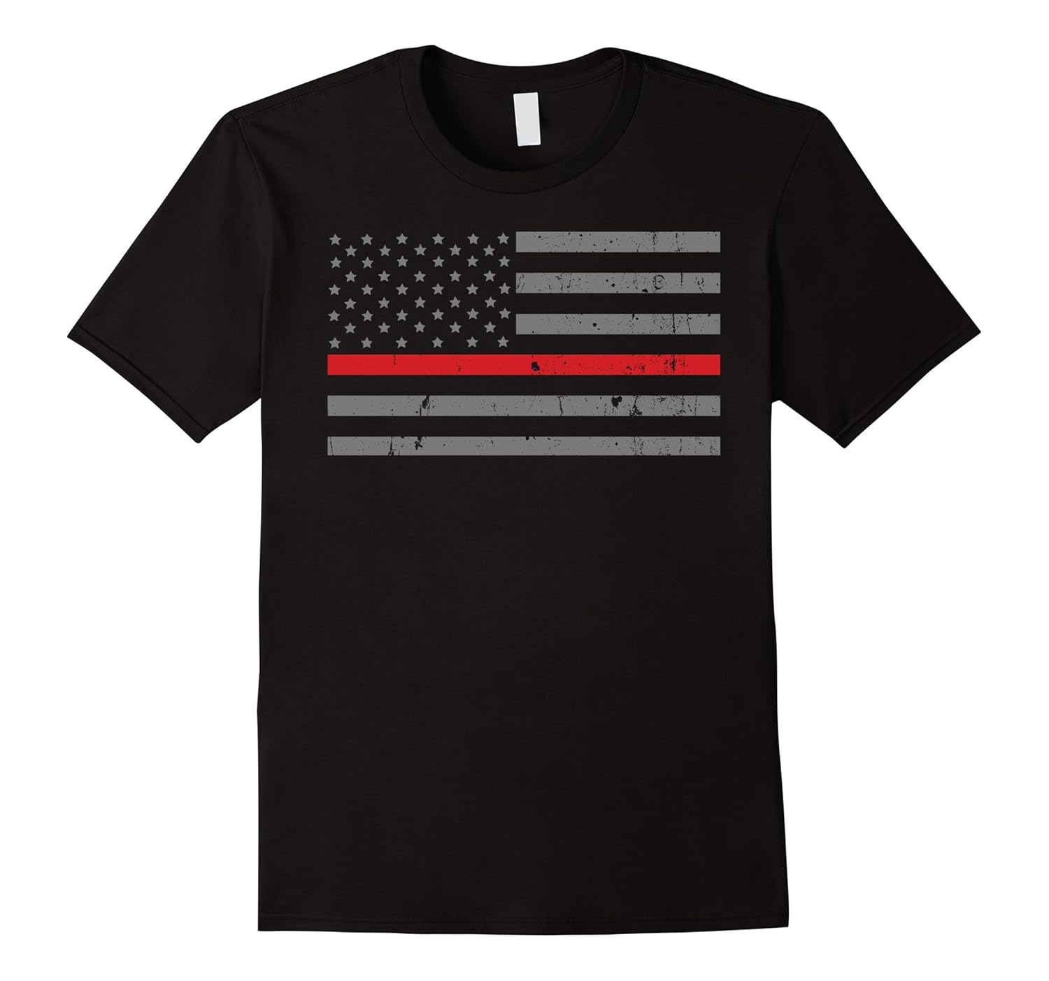 Thin Red Line American Flag Firefighter T-Shirt-CL