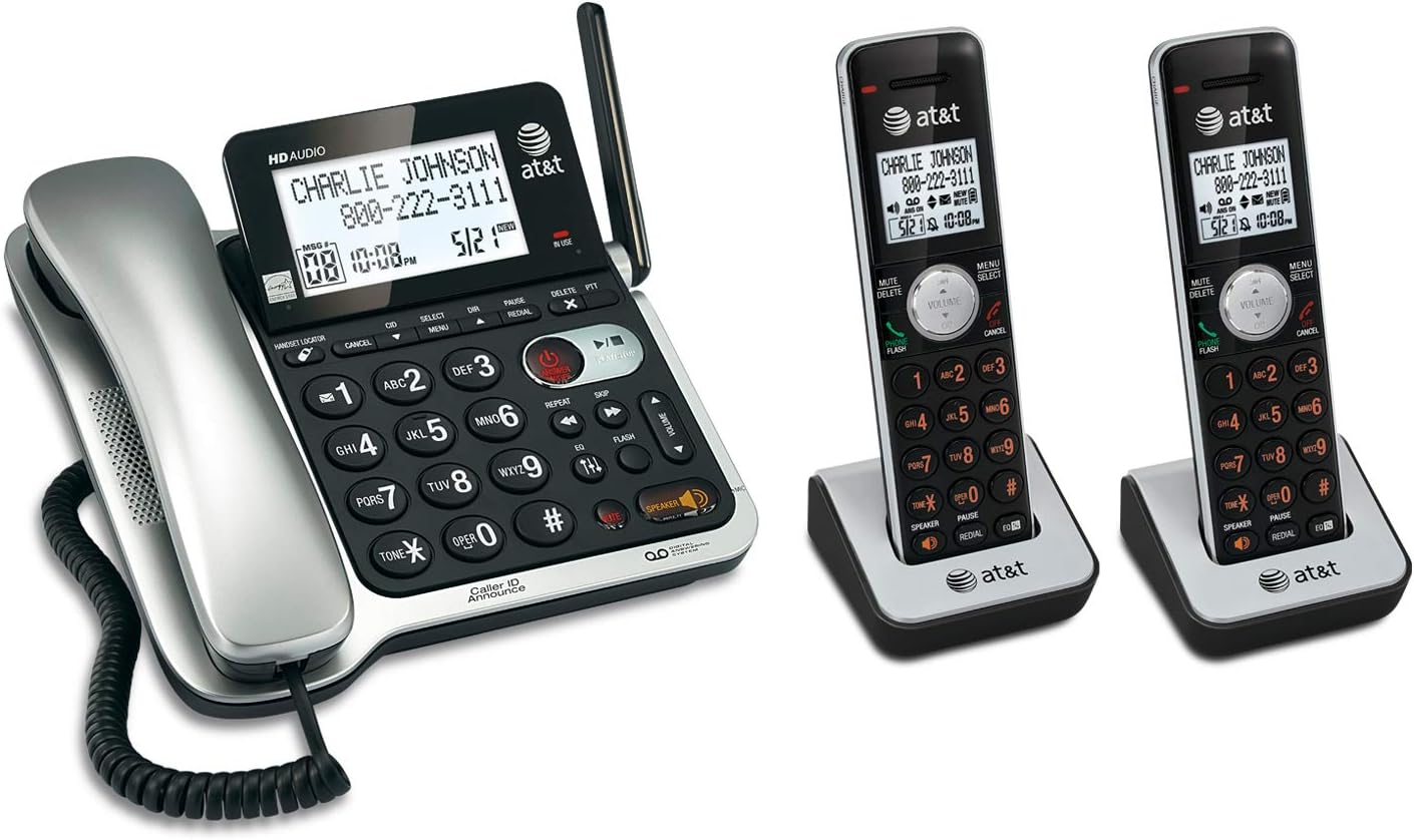 AT&T 2 Handset Corded/Cordless Answering System with Caller ID/Call Waiting (CL84202)