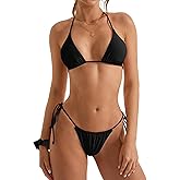 SUUKSESS Women String Bikini Set Tie Side Thong Sexy Halter Swimsuits 2 Pieces