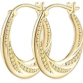 HOBATS 14K Gold Hoop Earrings for Women Small Gold Hoop Earrings 14K Gold Earrings Rotating Small Ball Design Comfortable Gol