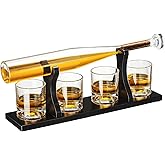 Baseball Gifts for Men, Baseball Bat Whiskey & Wine Decanter 4 Glasses, Spirits Set - Baseball Coach Gifts, Baseballs Lovers 