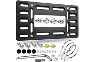 Aootf Front License Plate Bracket Holder - Universal Front Bumper License Plate Mounting Kit, 2 Drill Holes Car Tag Adapter w