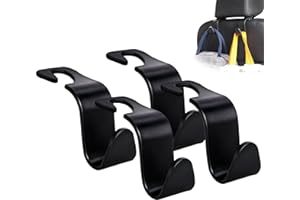 Amooca Car Seat Headrest Hook 4 Pack Hanger Storage Organizer Universal for Handbag Purse Coat fit Universal Vehicle Car Blac