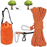 XiaZ Dog Tie Out Cable for Camping, 50ft Portable Overhead Trolley System for Dogs up to 200lbs，Dog Lead for Yard, Camping, P