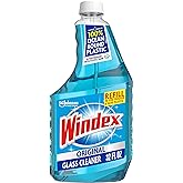 Windex Glass and Window Cleaner Refill Bottle, Bottle Made from 100% Recycled Plastic, Original Blue, 32 Fl Oz (Pack of 12)