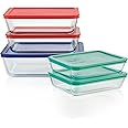 Pyrex Simply Store 5-Pack (3,6 & 11-Cup) Mixed Sized Glass Food Storage Set, Large Rectangular Containers With Lids, BPA-Free