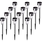 Solar Lights Outdoor, SUNNEST 12Pack Stainless Steel Outdoor Solar Lights - Waterproof, LED Landscape Lighting Solar Powered 