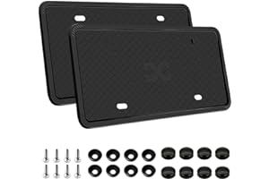 XCLPF Silicone Black License Plate Frame Covers 2 Pack- Front and Back Car Plate Bracket Holders. Rust-Proof, Rattle-Proof, W