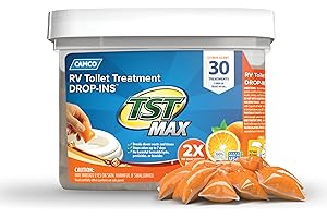 Camco TST MAX Camper / RV Toilet Treatment Drop-INs - Control Unwanted Odors & Break Down Waste and Tissue - Safe Septic Tank